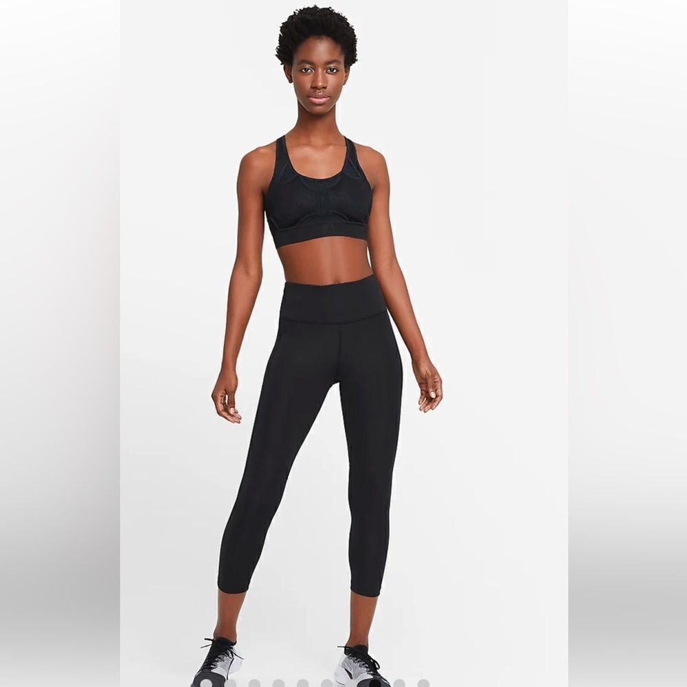 NWT Nike Fast Women's Mid-Rise Crop Running Black Leggings Size Small